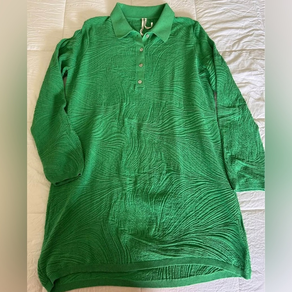 Anthropologie Vibrant Green Textured Dress